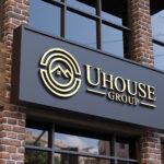 3D Gold Logo Mockup Facade Sign – Premium Branding for Storefronts