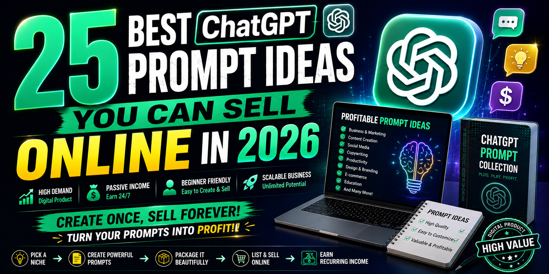 25 Best ChatGPT Prompt Ideas You Can Sell Online in 2026
