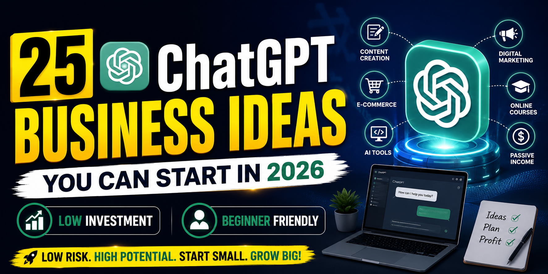 25 ChatGPT Business Ideas You Can Start in 2026 (Low Investment & Beginner Friendly)