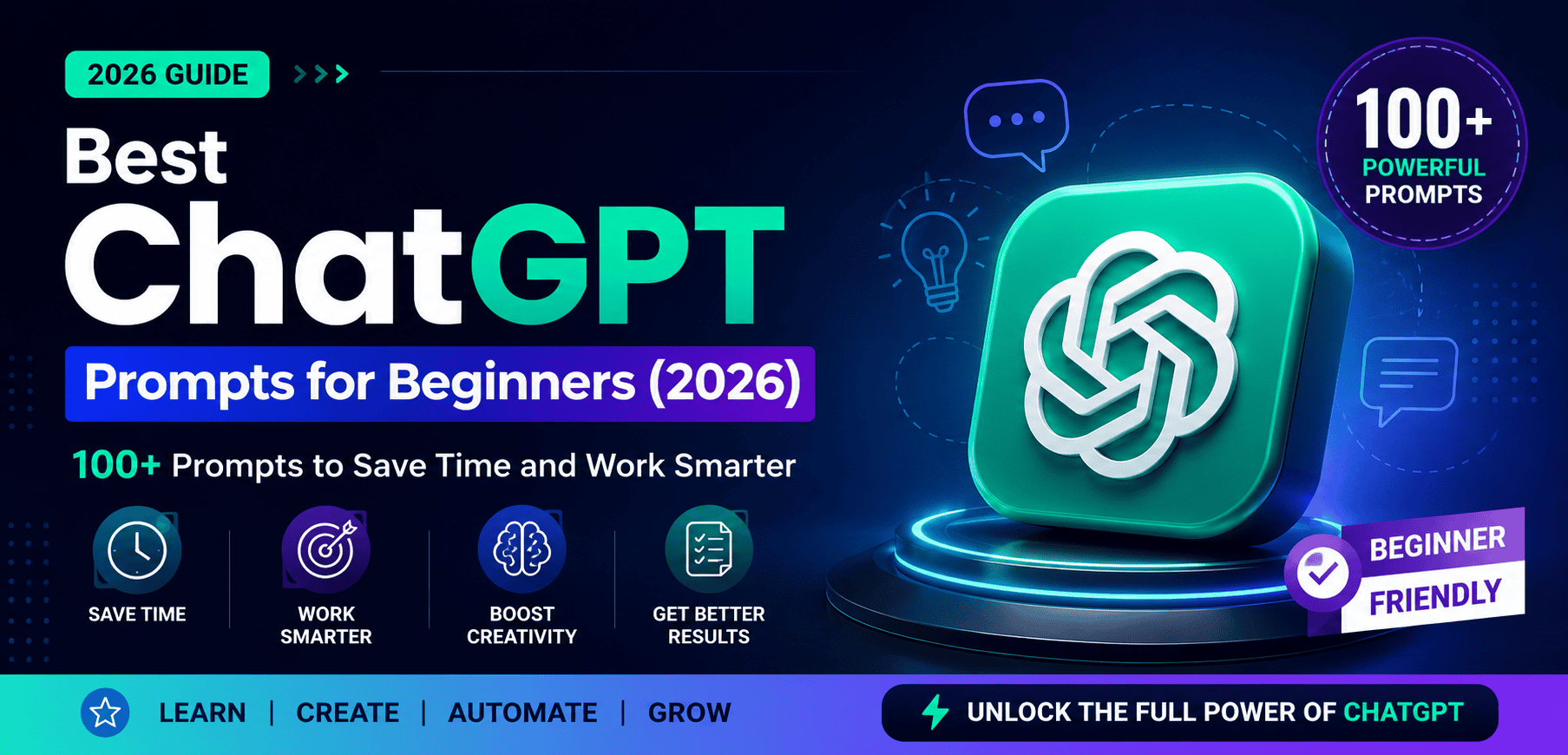 Best ChatGPT Prompts for Beginners (2026): 100+ Prompts to Save Time and Work Smarter