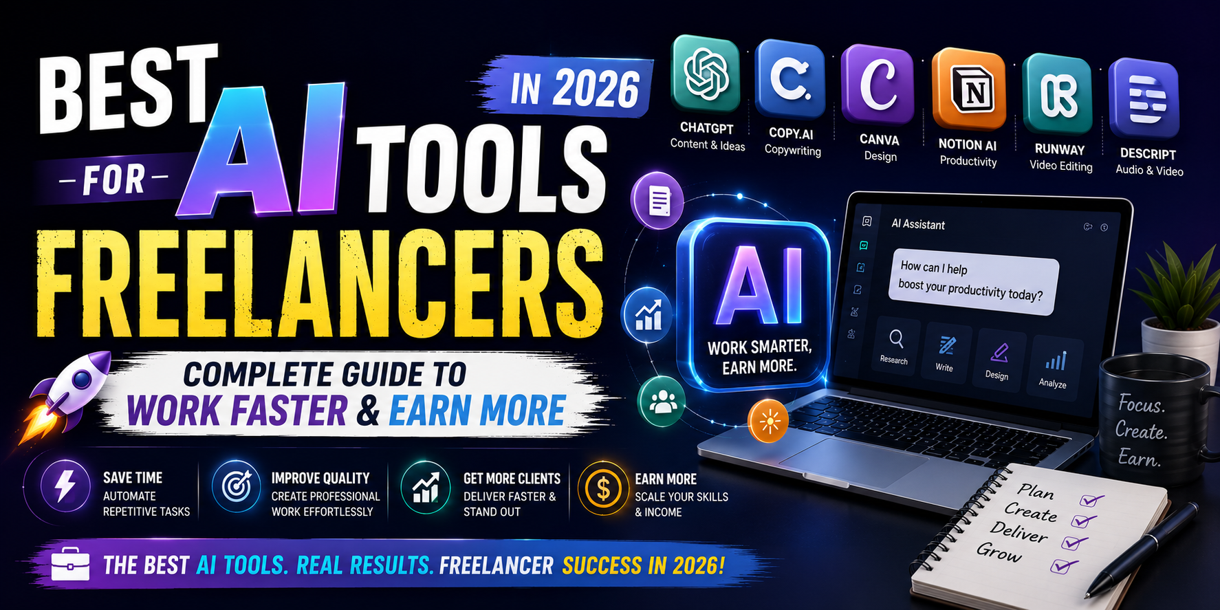 Best AI Tools for Freelancers in 2026 (Complete Guide to Work Faster & Earn More)