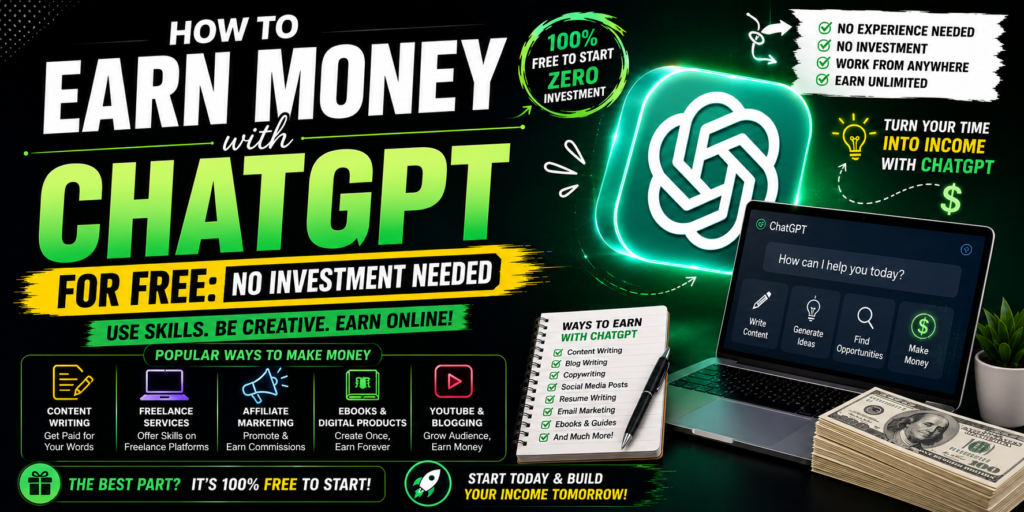 10 Proven Ways to Make Money with ChatGPT Without Spending a Penny (2026) 2 How to Earn Money with ChatGPT for Free: No Investment Needed