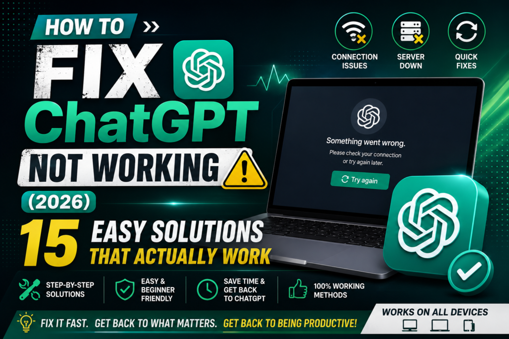 How to Fix ChatGPT Not Working (2026): 15 Easy Solutions That Actually Work